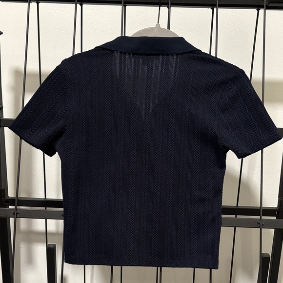 Anthropologie Navy Button-Down Shirt - Picture 2 of 5